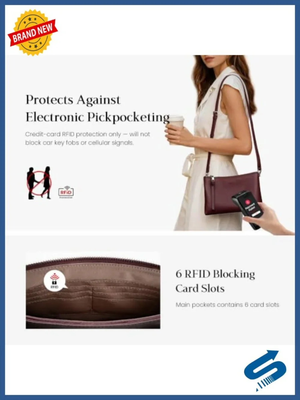 Genuine Leather Small Crossbody Bag for Women RFID Card Slots